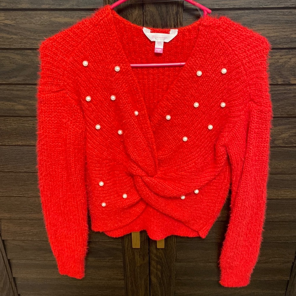Red beaded sweater